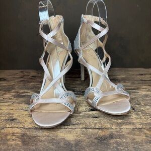 Strappy Metallic High-Heel Sandals - Silver